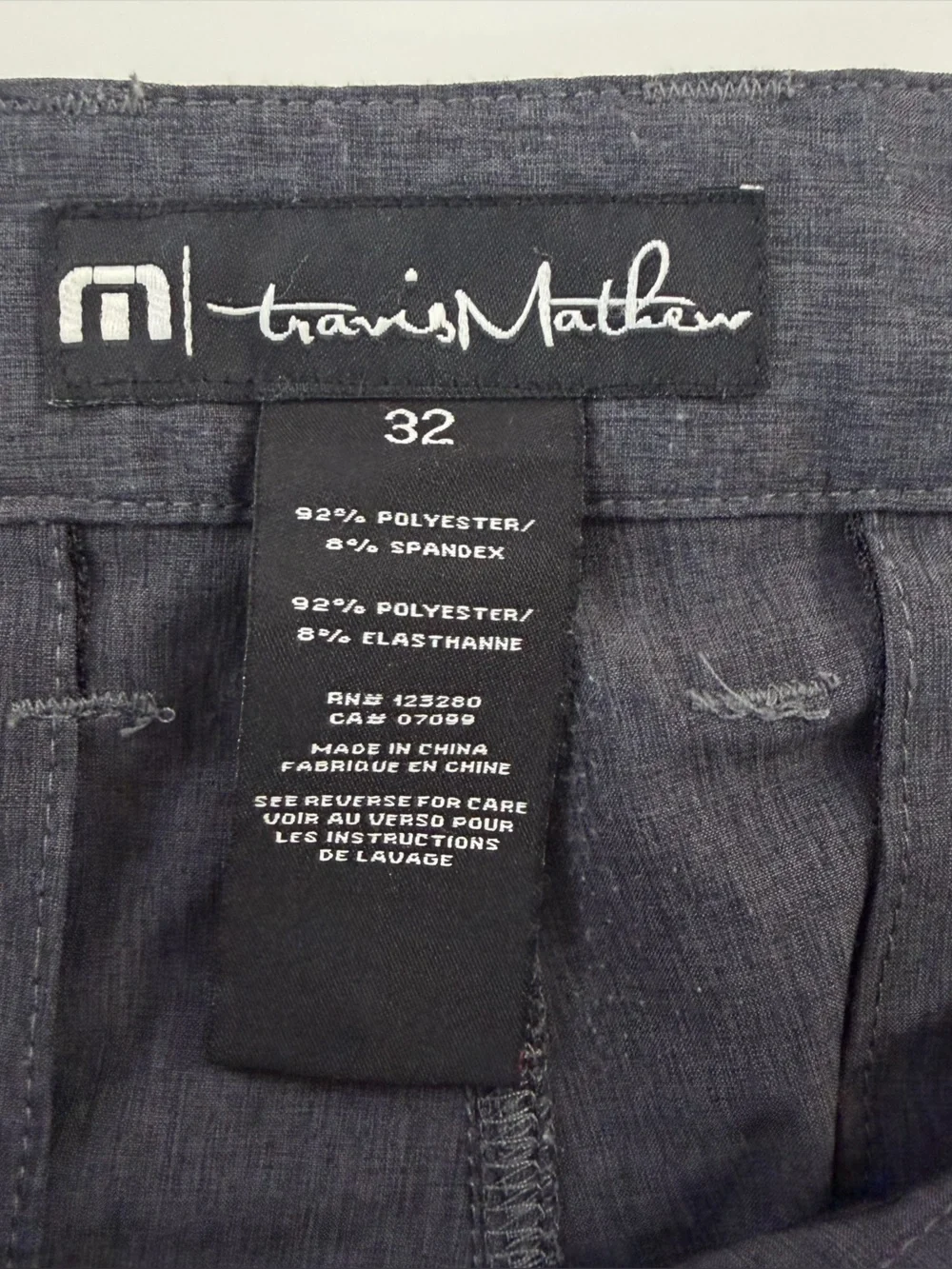 Travis Mathew Pants Men 32 x 31 Heather Dark Gray Stretch Chino Golf Performance